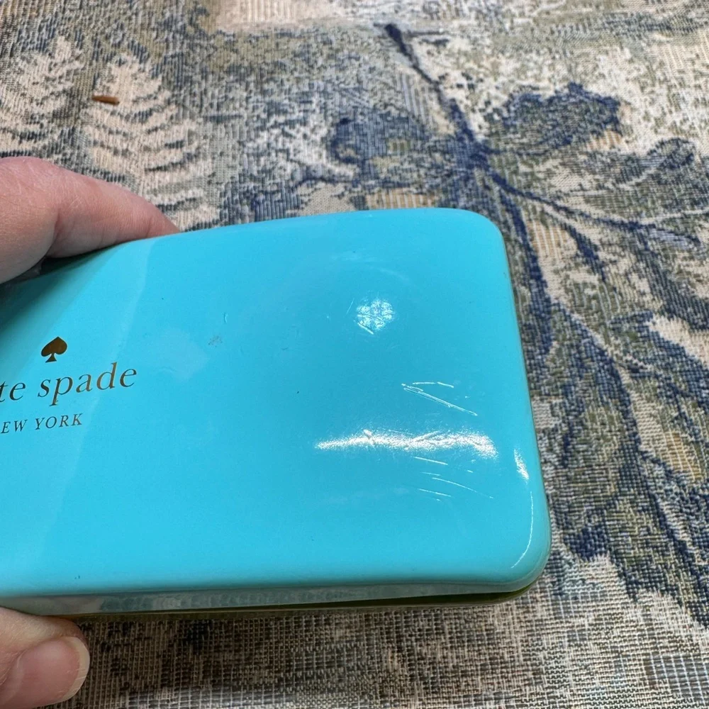 Kate Spade New York Hard Shell Turquoise/Green Eyewear Case w/signature logo